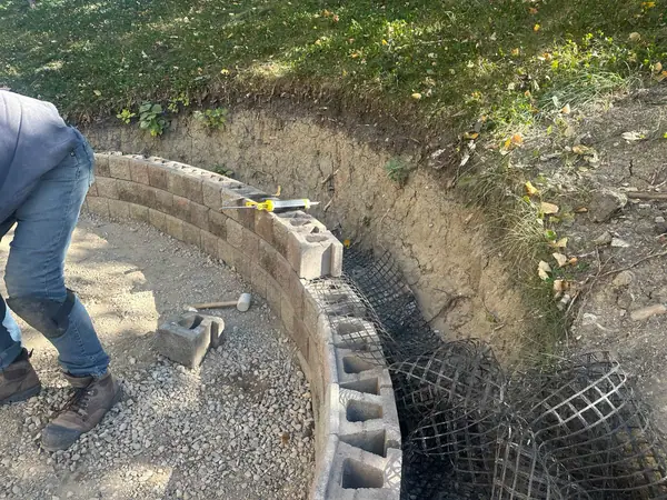 Combo project. Retaining wall, paving stones, firepit – photo 3