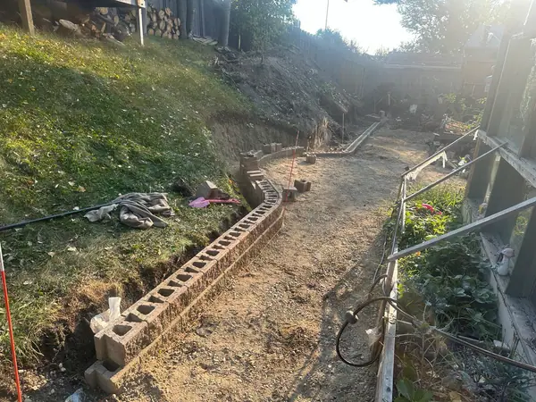 Combo project. Retaining wall, paving stones, firepit – photo 4