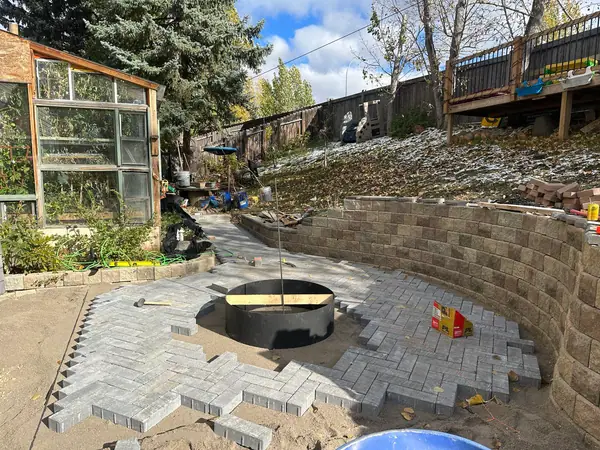 Combo project. Retaining wall, paving stones, firepit – photo 5
