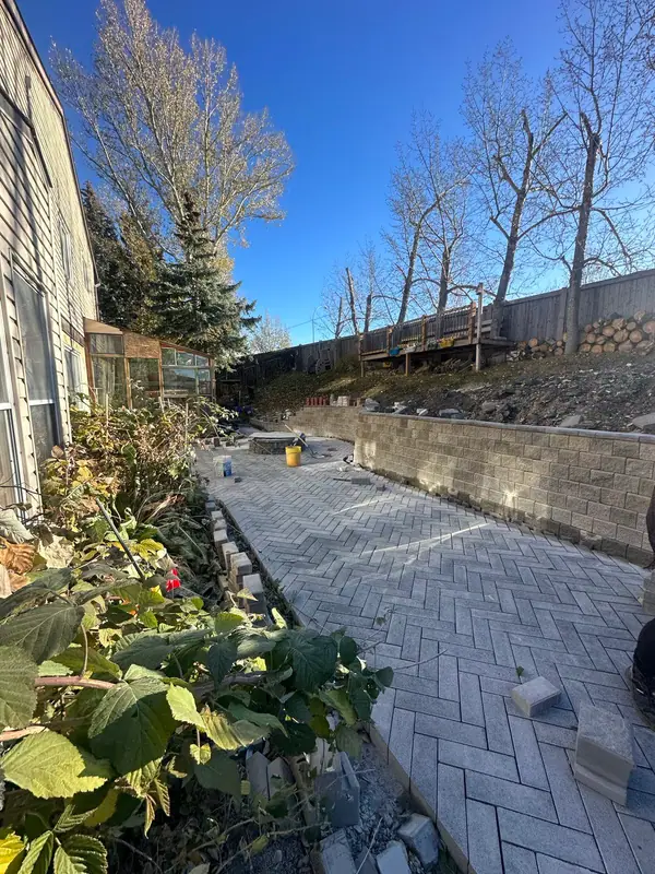 Combo project. Retaining wall, paving stones, firepit – photo 7