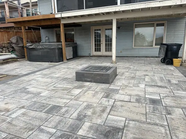 Combo project. Wood retaining wall, paving stones, firepit, leveling – photo 4