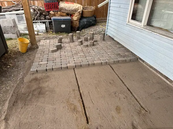 Combo project. Wood retaining wall, paving stones, firepit, leveling – photo 6