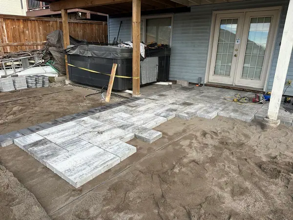 Combo project. Wood retaining wall, paving stones, firepit, leveling – photo 8