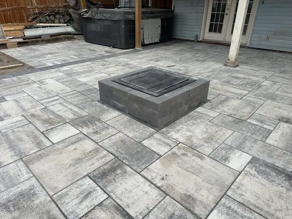 Combo project. Wood retaining wall, paving stones, firepit, leveling – photo 10
