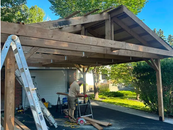 Wood Carport with shingle roof – photo 3